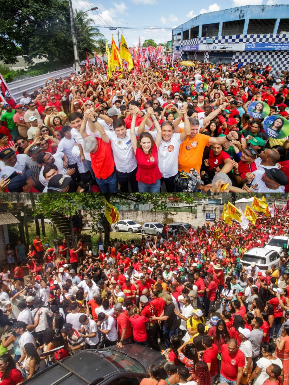 Batista Cabral e Lula Cabral lideram arrancada da Frente Popular com multidão nas ruas do Cabo de Santo Agostinho