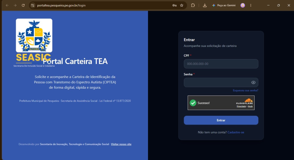 Secretaria de Tecnologia e Comunicação desenvolve Carteirinha Digital para pessoas com TEA em Pesqueira