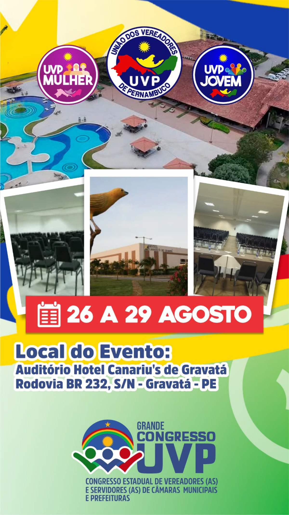 UVP confirma Gravatá como sede do próximo Congresso Estadual, que acontece de 26 a 29 de agosto
