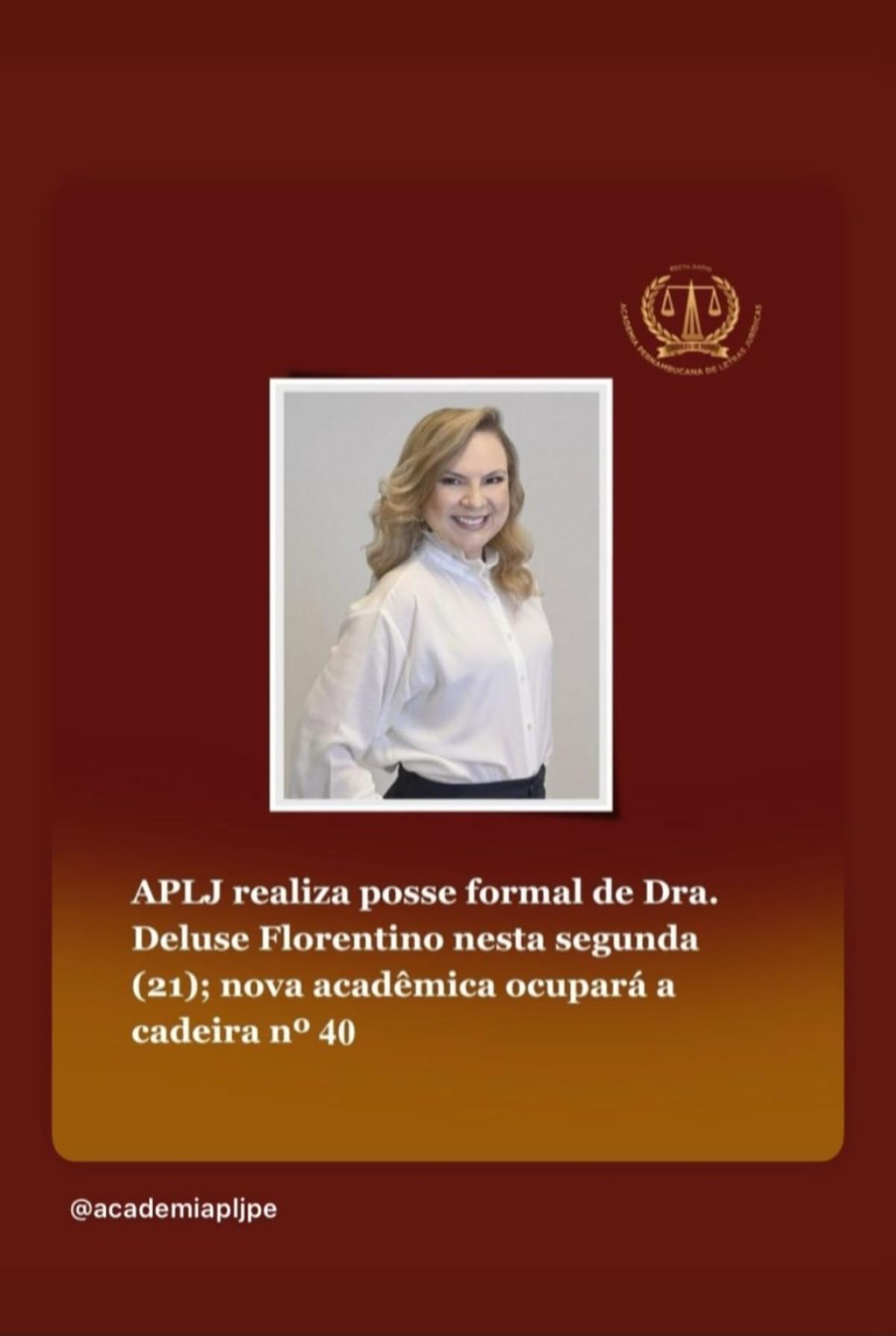 Dra. Deluse Florentino toma posse como Membro Efetivo da Academia Pernambucana de Letras Jurídicas