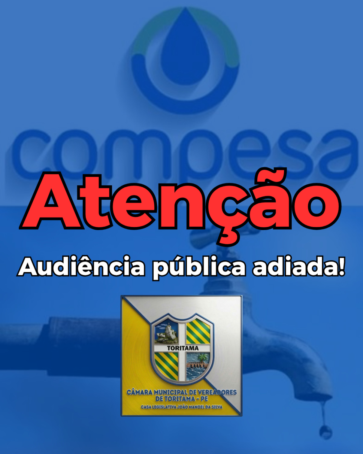 Câmara Municipal de Toritama adia audiência pública com a Compesa
