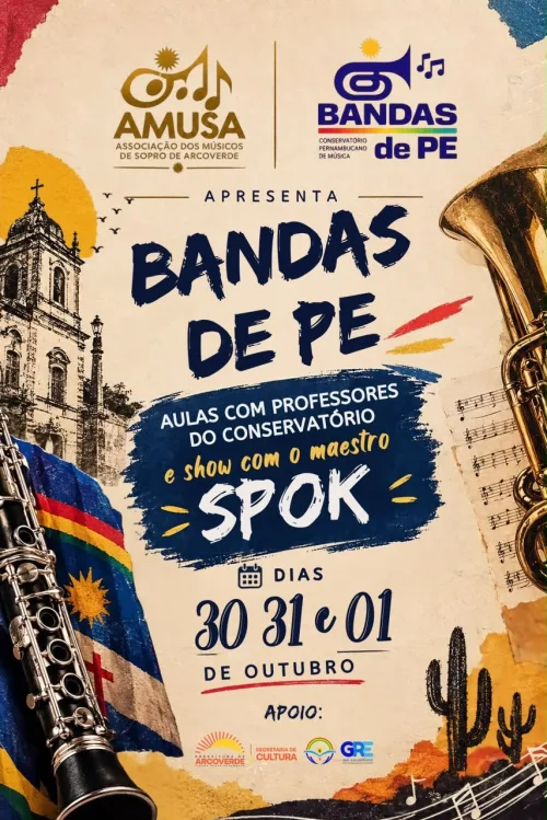 Arcoverde recebe projeto Bandas de PE com formação musical e oficina especial do maestro Spok